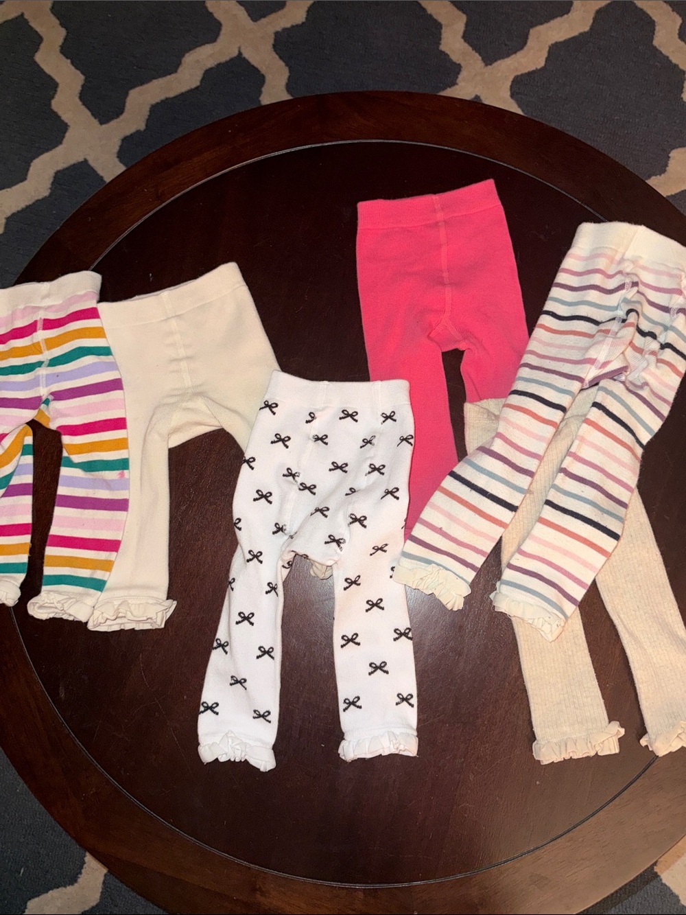 Toddler Assorted Pink, Cream & Multicolor Cotton ruffle/footless Tights - 6 Pack